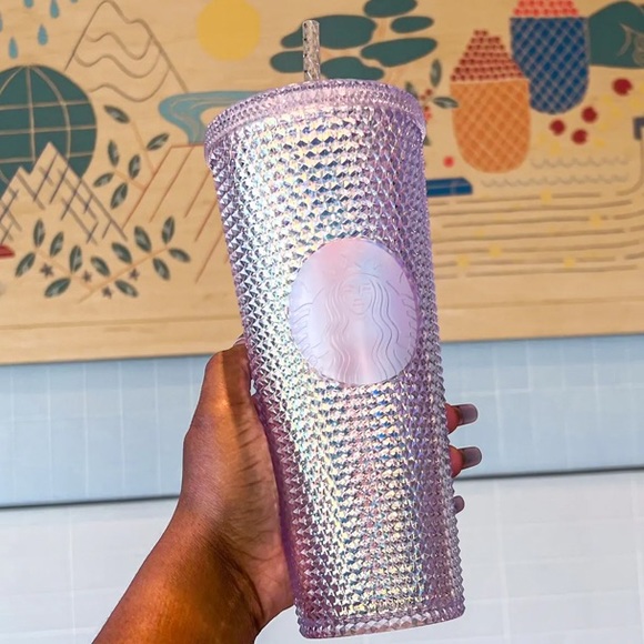 Starbucks Unicorn Bling Iridescent Studded Tumbler Cup 24oz & Matching Keychain - Picture 12 of 13